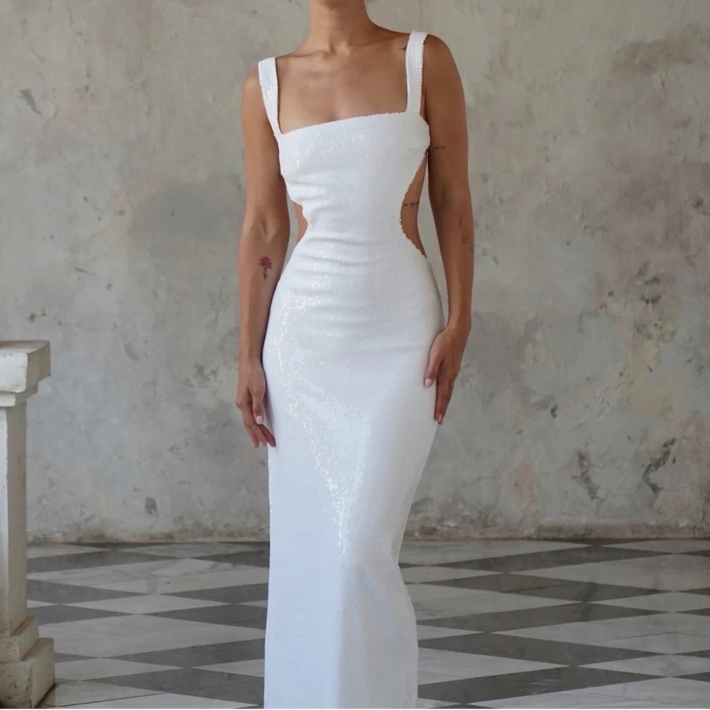 Meshki White Backless Dress